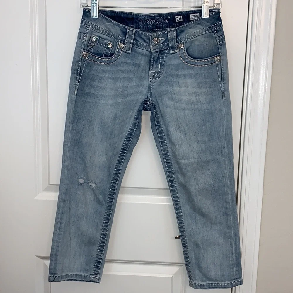 MISS ME BRAND NEW & BEAUTIFUL SIZE 24 CUFFED CAPRI JEANS - Picture 5 of 8
